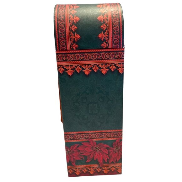 Wine Bottle Storage Gift Box Red Green Poinsettia Flower Christmas Holiday - Picture 4 of 15